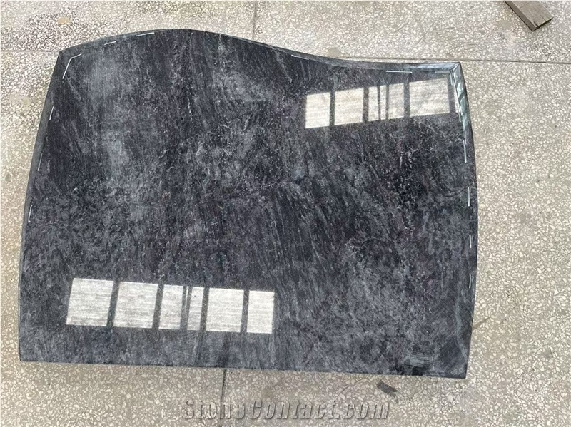 Bahama Blue Granite Upright Headstone Standard Euro Style