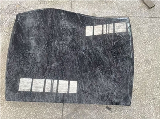 Bahama Blue Granite Upright Headstone Standard Euro Style