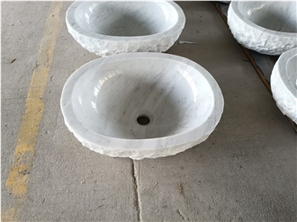 Bianco Carrara Marble Oval Wash Basins