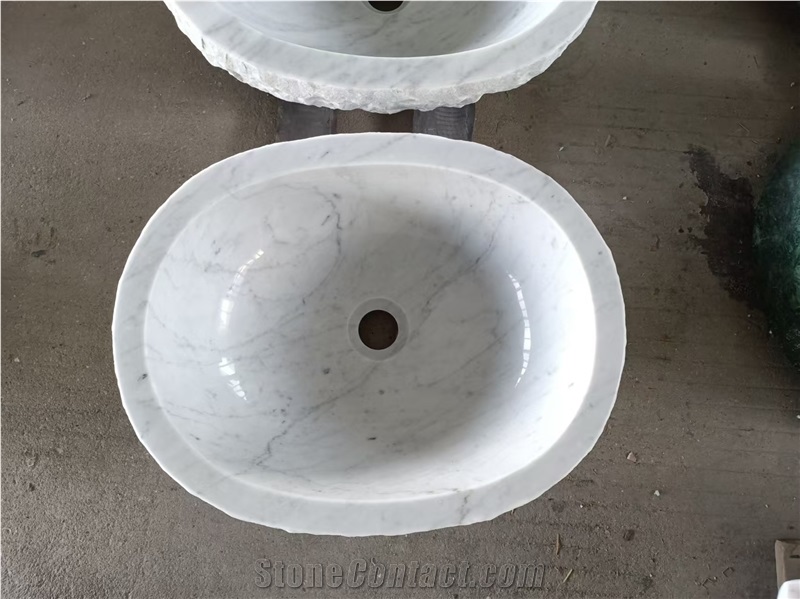 Bianco Carrara Marble Oval Wash Basins