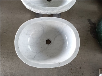 Bianco Carrara Marble Oval Wash Basins