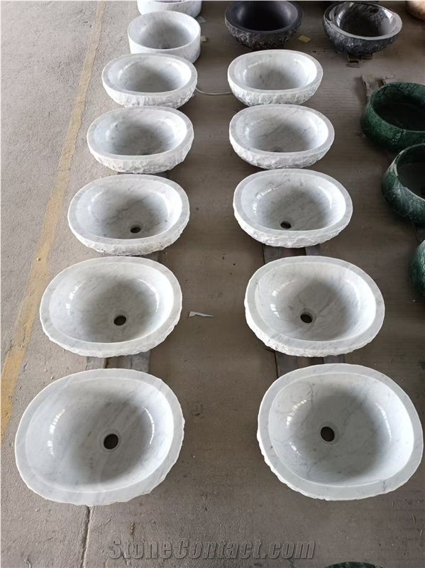 Bianco Carrara Marble Oval Wash Basins