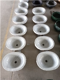 Bianco Carrara Marble Oval Wash Basins