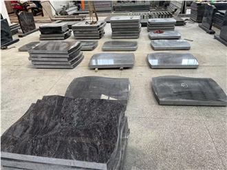 Black Granite Polished Tombstone Standard Western Style