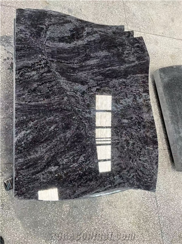 Black Granite Polished Tombstone Standard Western Style