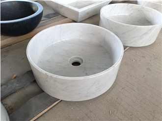 Carrara White Marble Deep Round Wash Basin