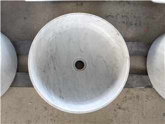 Carrara White Marble Deep Round Wash Basin