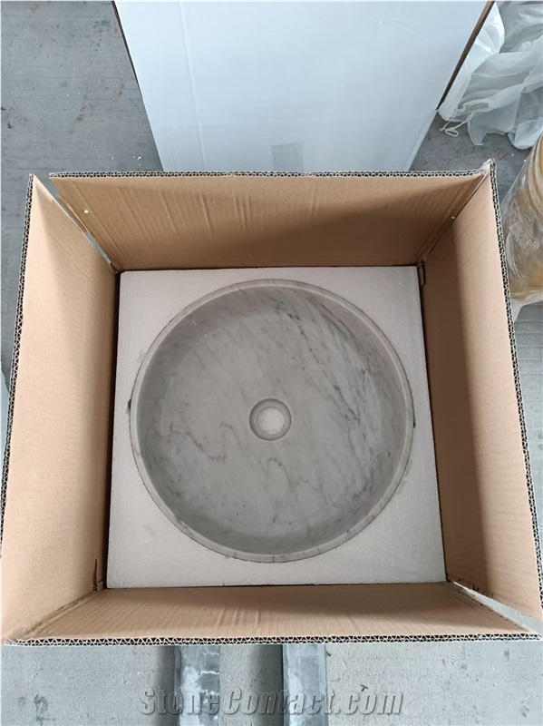 Carrara White Marble Deep Round Wash Basin
