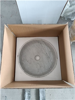 Carrara White Marble Deep Round Wash Basin