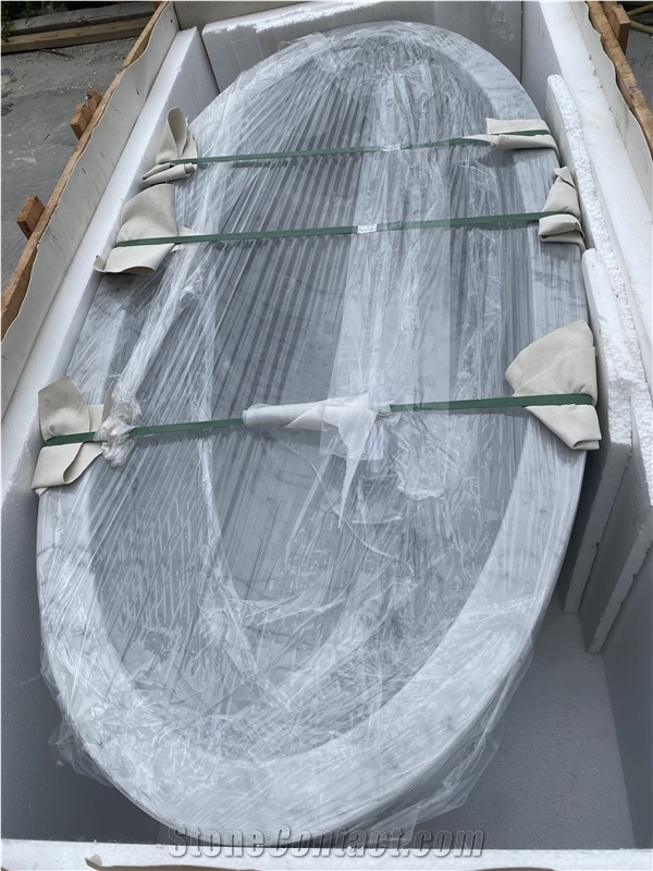 Carrara White Marble Oval Bathtub