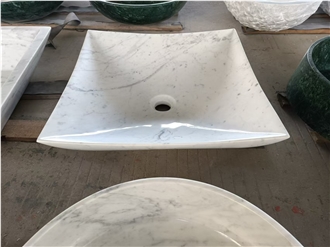 Carrara White Marble Rectangle Wash Basin