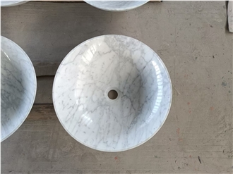 Carrara White Marble Round Wash Basin