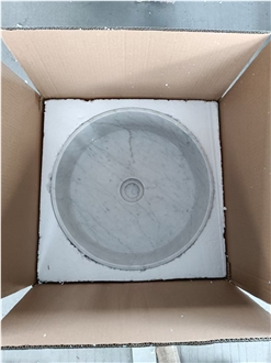 Carrara White Marble Round Wash Basin
