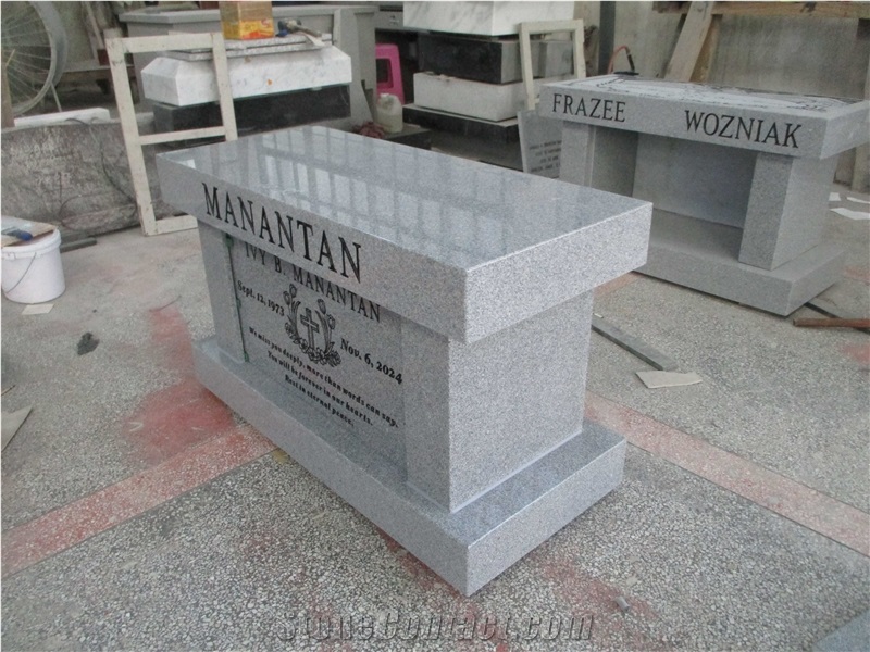 China Gray G614 Granite Cremation Monumental Bench