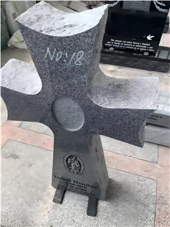 China Grey G614 Granite Cross Tombstone