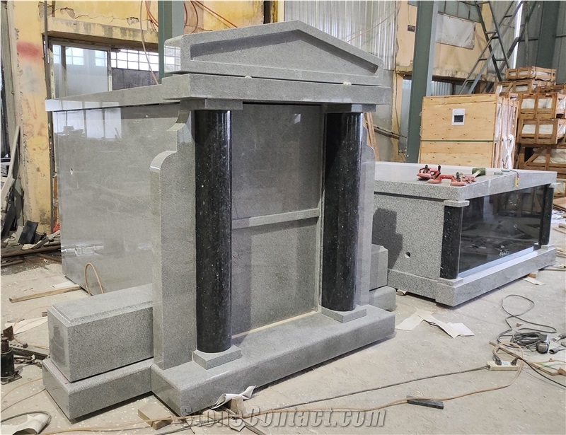 China Grey Granite Mausoleum Burial Crypt