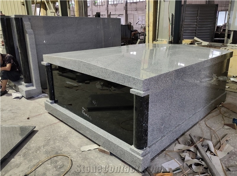 China Grey Granite Mausoleum Burial Crypt