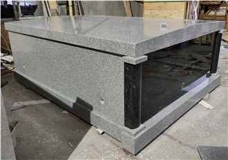 China Grey Granite Mausoleum Burial Crypt