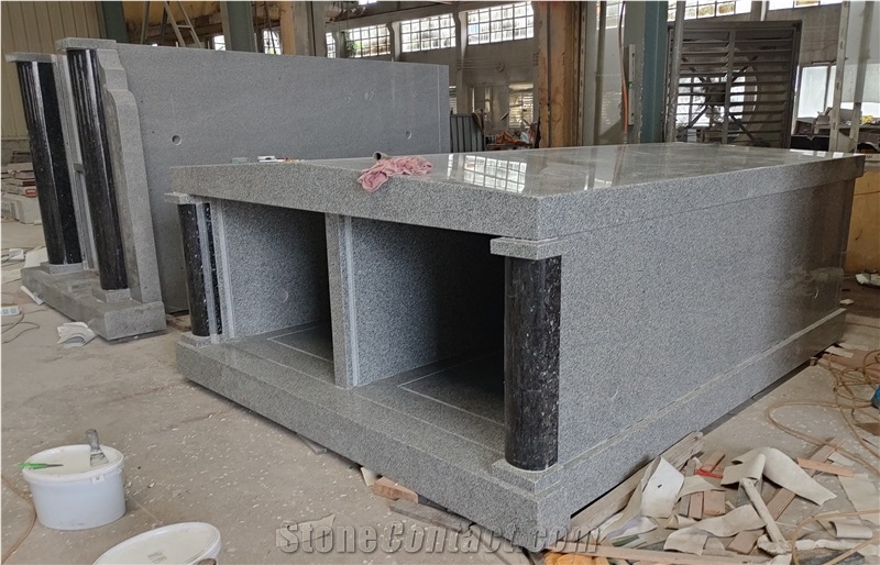 China Grey Granite Mausoleum Burial Crypt