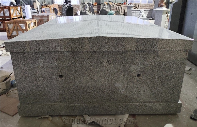 China Grey Granite Upright Double Mausoleum Crypts