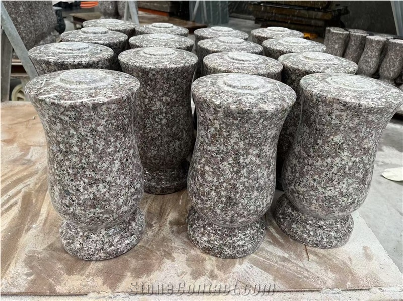 Customized Granite Memorial Vases Monumental Accessories