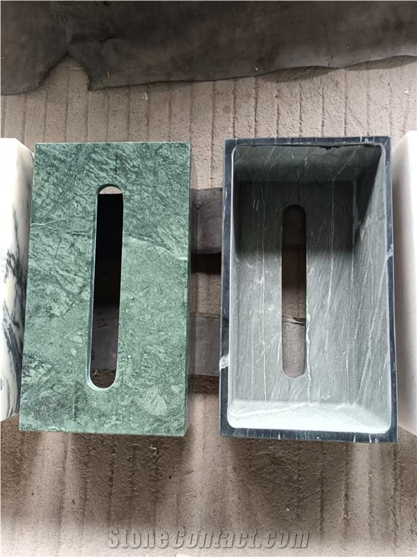 Dark Green Serpentine Marble Tissue Box Home Decor Products