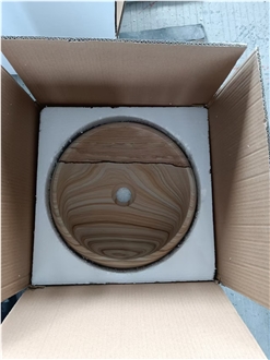 Fully Round Yellow Sandstone Wash Basin
