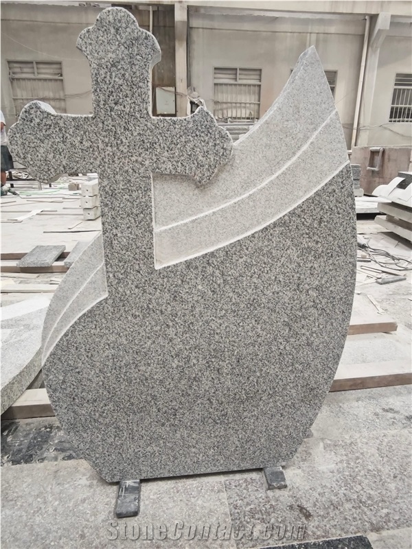 G603 Gray Granite Cross Headstone