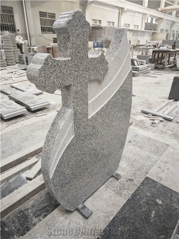 G603 Gray Granite Cross Headstone