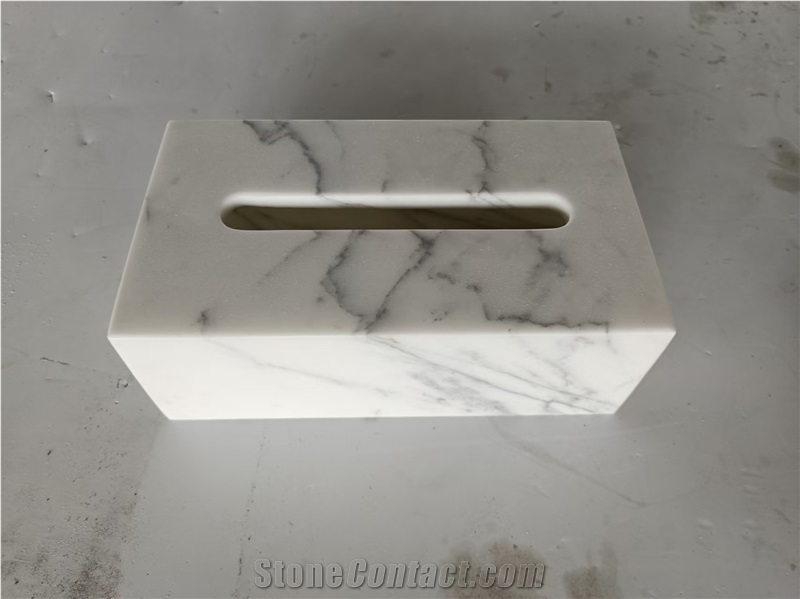 Guangxi White Marble Tissue Box Home Decor Products