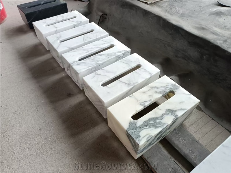 Guangxi White Marble Tissue Box Home Decor Products