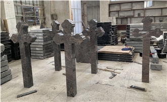 Indian Paradiso Granite Plum Blossom Cross Headstones