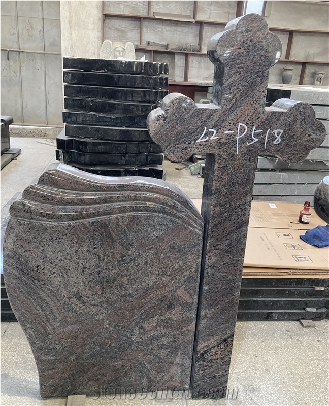 Indian Paradiso Granite Plum Blossom Cross Headstones