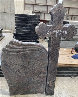 Indian Paradiso Granite Plum Blossom Cross Headstones