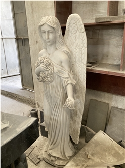 Jade White Marble Angel Sculpture