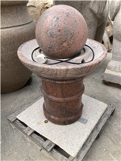 Multicolor Red Granite Floating Ball Fountain