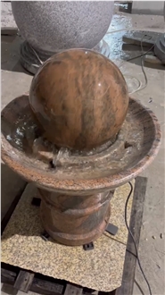 Multicolor Red Granite Floating Ball Fountain