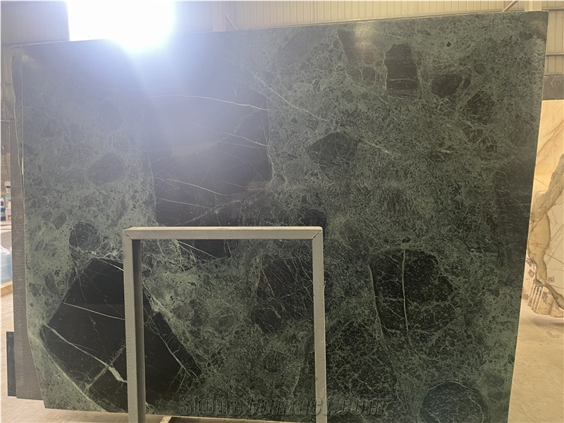 Natural Verde Snowflake Marble Slabs