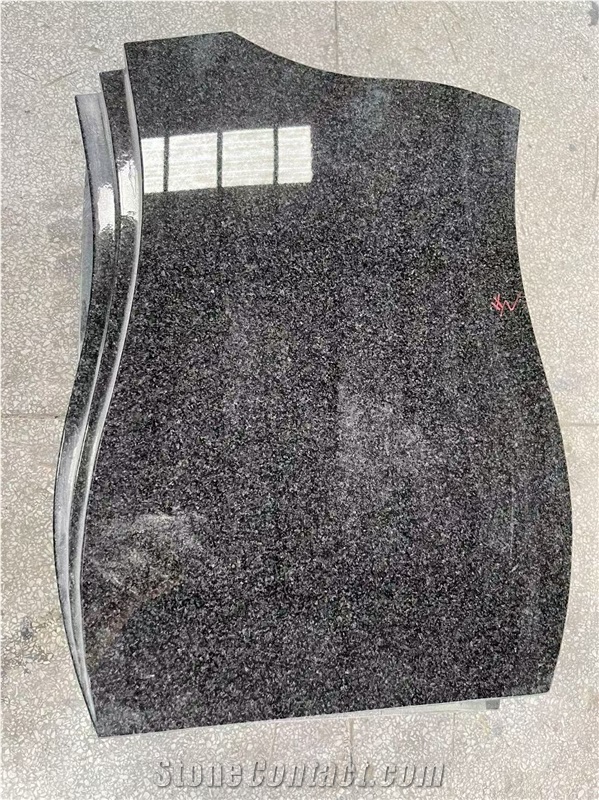 Nero Impala Black Granite Polished Gravestone Western Style