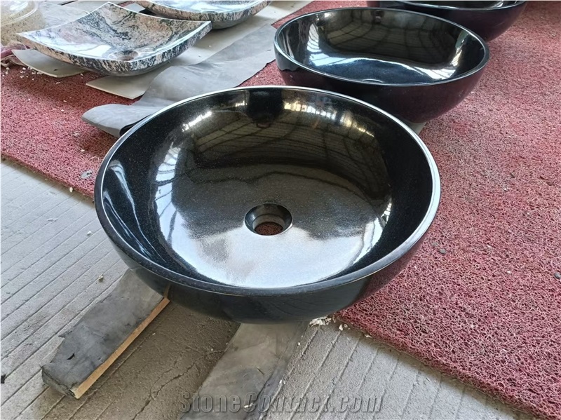 Shanxi Black Granite Round Wash Basin