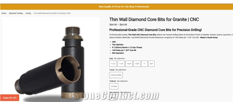 Thin Rim CNC Core Bits