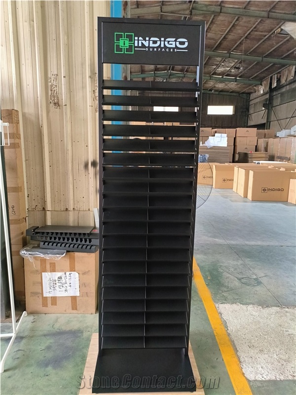Black Metal Tiered Display Stand For Stone Surface Samples