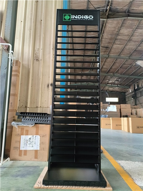 Black Metal Tiered Display Stand For Stone Surface Samples