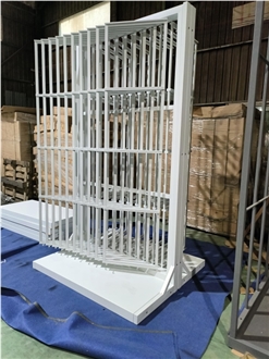Multi - Page Flip Display Rack For Stone Samples White