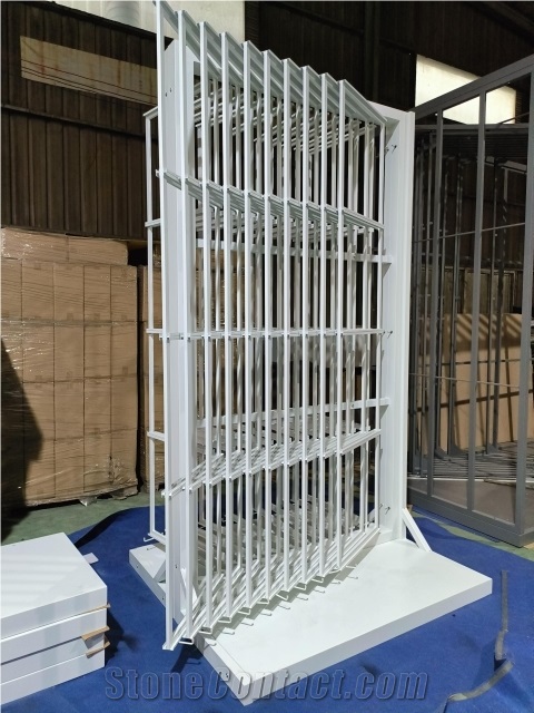 Multi - Page Flip Display Rack For Stone Samples White