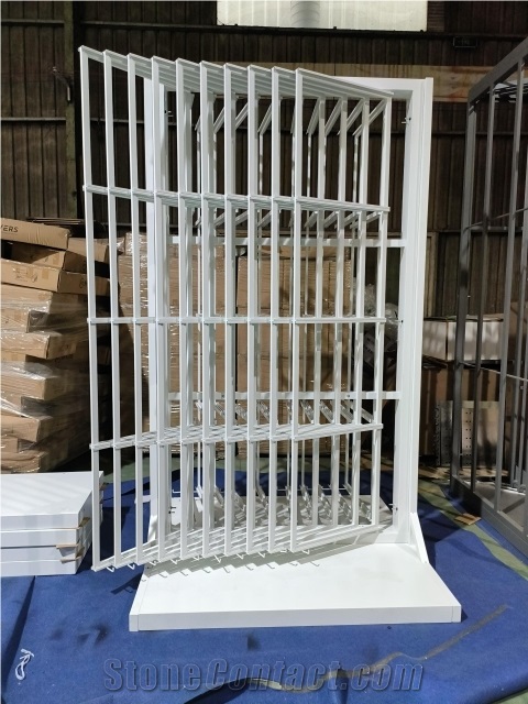 Multi - Page Flip Display Rack For Stone Samples White