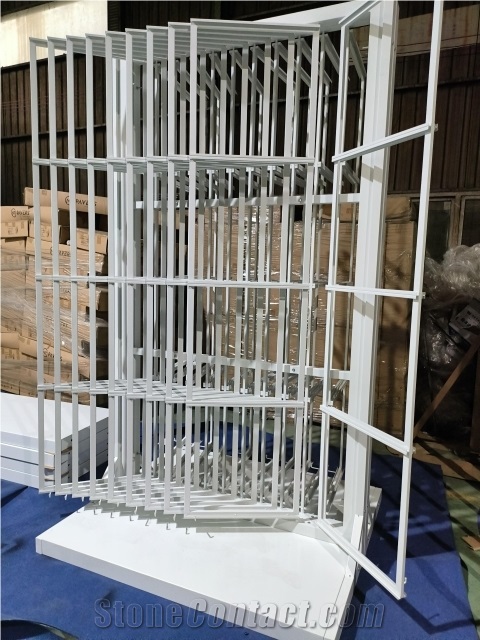 Multi - Page Flip Display Rack For Stone Samples White
