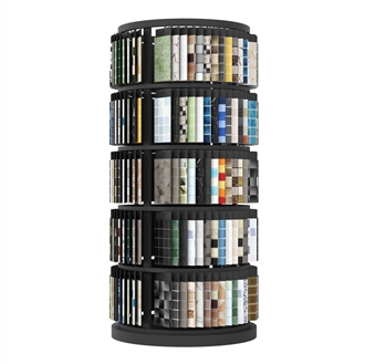 Rotating Cylindrical Multi - Layer Display Rack For Stone