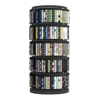 Rotating Cylindrical Multi - Layer Display Rack For Stone