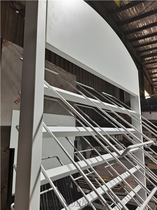 Tall White Metal Wire Display Rack With Multiple Slanted